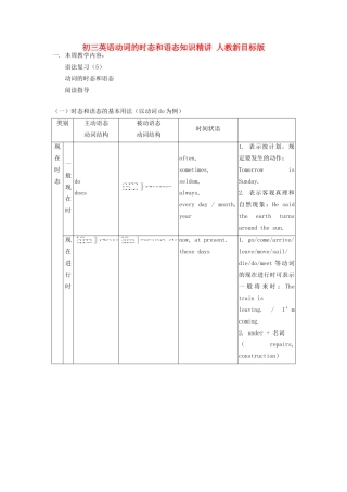 初三英语动词的时态和语态知识精讲 人教新目标版 试题
