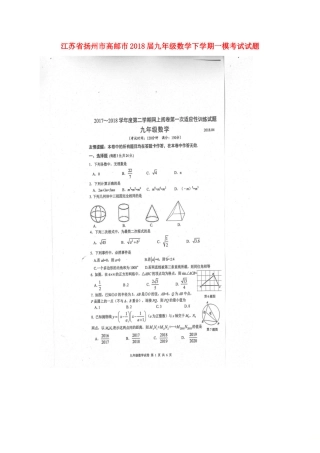 九年级数学下学期一模考试试卷试卷