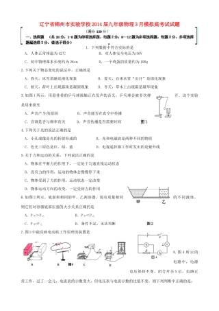 九年级物理3月模拟底考试试卷试卷