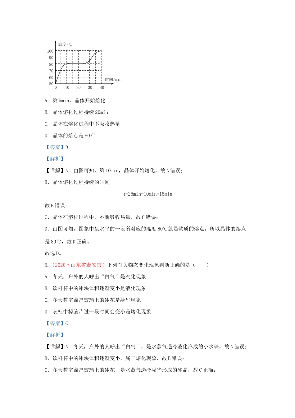 各地中考物理真题分类汇编(第1期)专题03 物态变化试卷_第3页