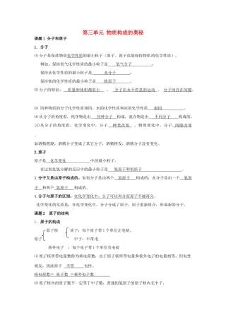 九年级化学上册 第三单元 物质构成的奥秘知识点汇总 (新版)新人教版试卷