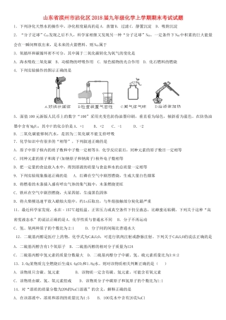 山东省滨州市沾化区九年级化学上学期期末考试试卷 新人教版试卷