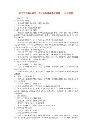 九年级政治 第六单元在社会生活中承担责任知识梳理 鲁教版试卷
