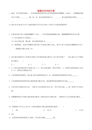 九年级化学上册 根据化学式的计算专题训练试卷(新版)粤教版试卷