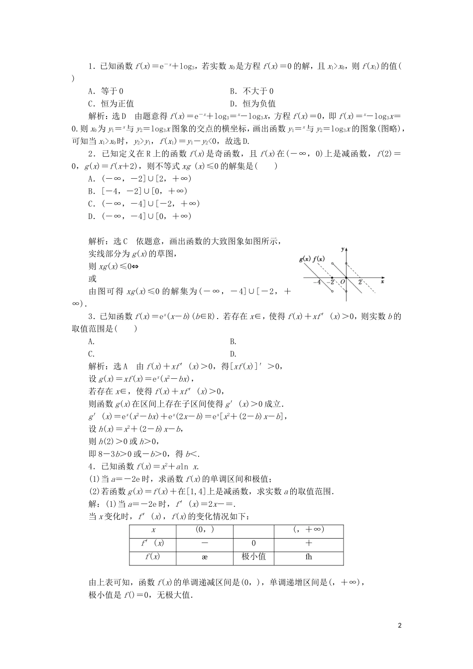 （浙江专用）高考数学二轮复习 课时跟踪检测（二十三）“函数与导数、不等式”专题提能课-人教版高三全册数学试题_第2页