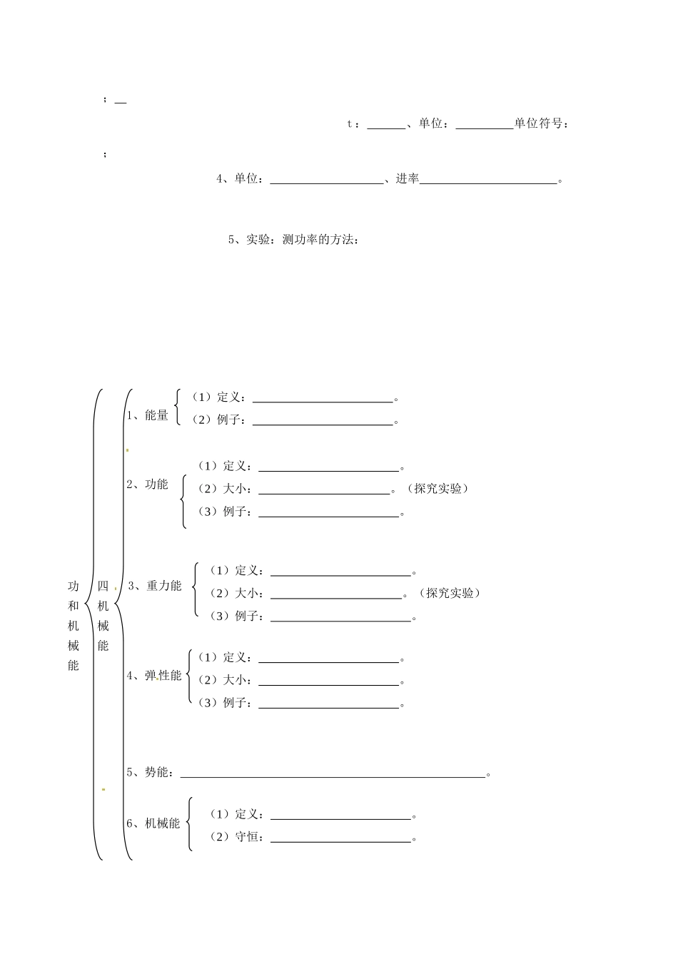 中考物理总复习 知识网络 第十五章 功和机械能试卷_第2页