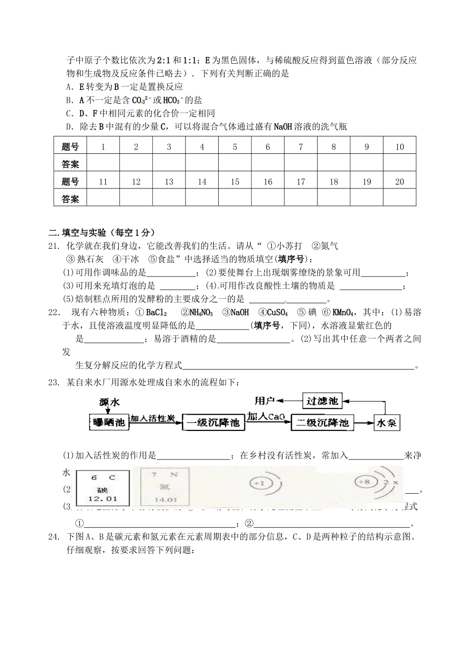九年级化学下学期第四周周练 沪教版试卷_第3页