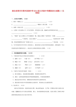 中考语文模拟试卷2(无答案)试卷(00002)