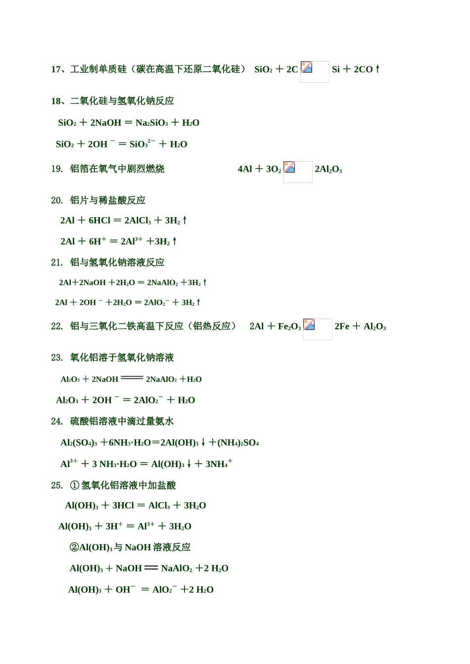 高一化学反应方程式汇总人教版必修一_第3页