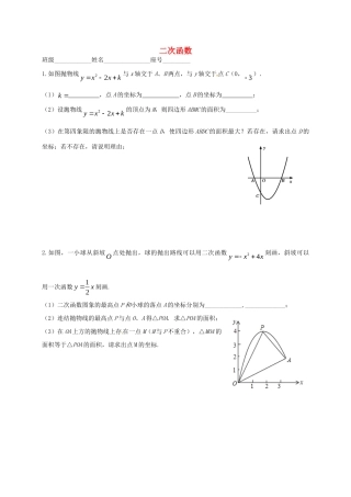 九年级数学上册 第22章 二次函数能力训练(新版)新人教版试卷