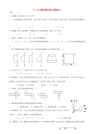 山东省胶南市七年级数学上学期期末测试卷(1) 新人教版试卷