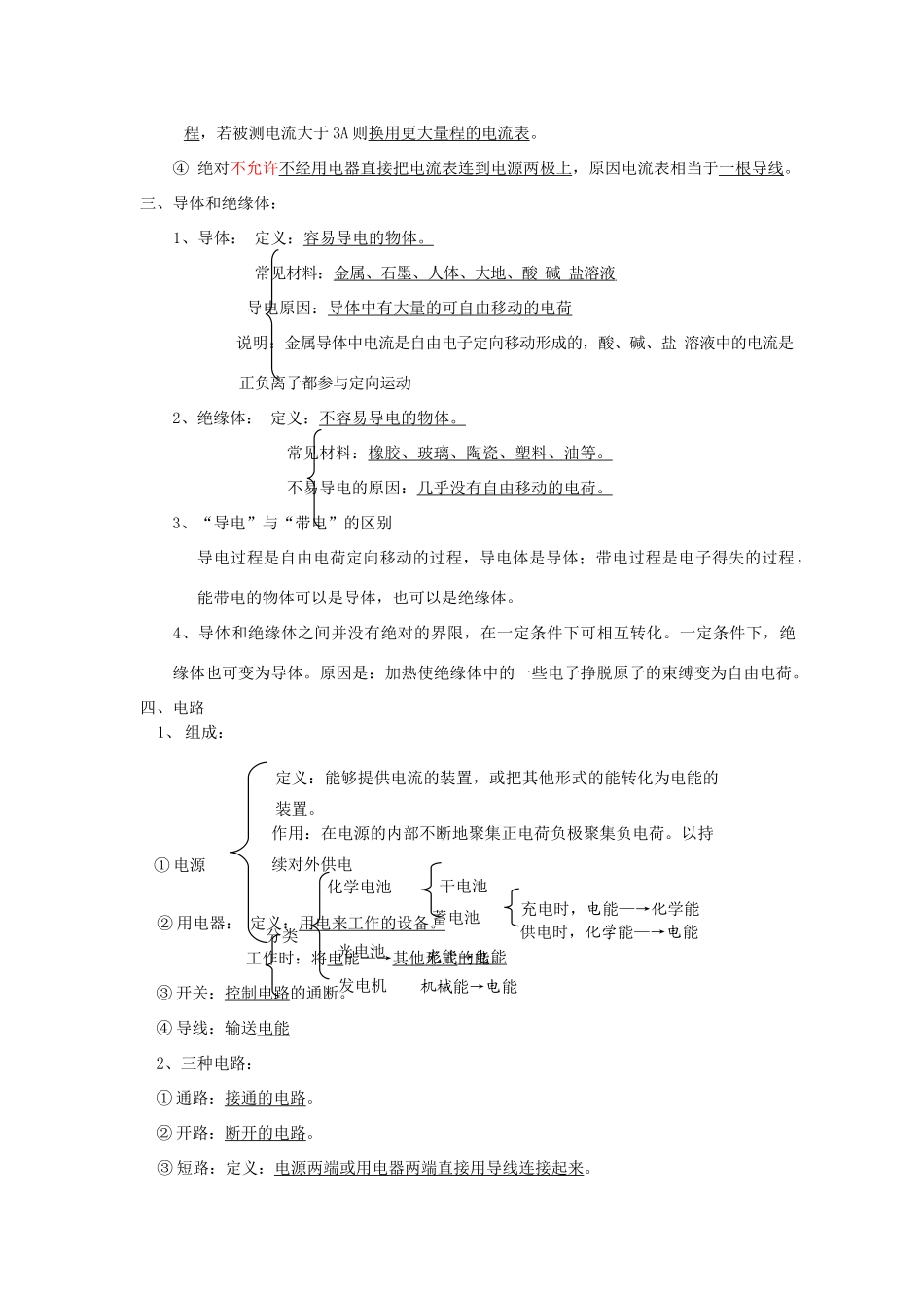 九年级物理 第13章(了解电路)复习提纲 沪科版试卷_第3页
