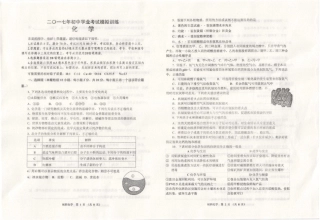 九年级化学第二次模拟试卷(pdf)试卷