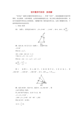 初中数学巧补形  妙求解学法指导 试题