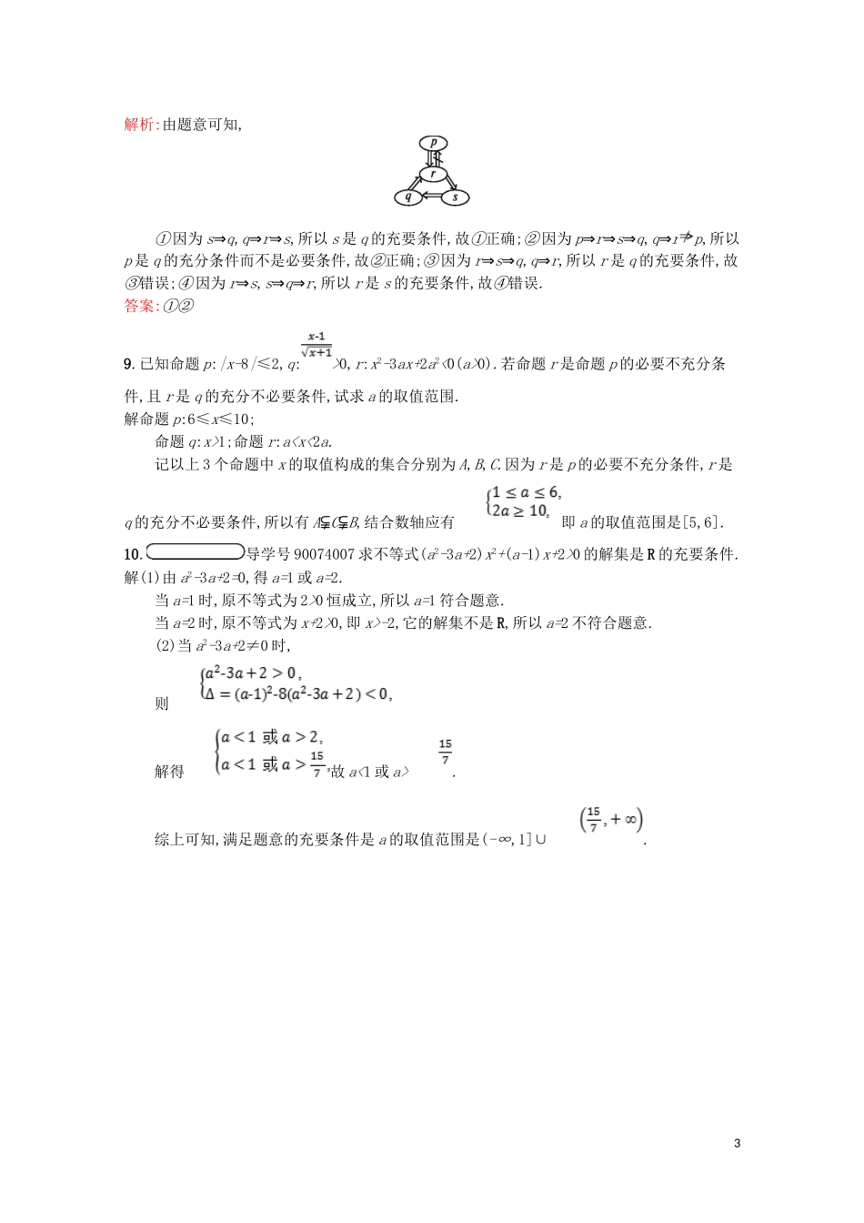 高中数学 第一章 常用逻辑用语 充分条件与必要条件的综合应用（习题课）课后训练案巩固提升（含解析）北师大版选修2-1-北师大版高二选修2-1数学试题_第3页
