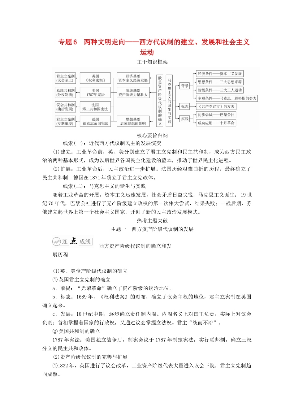 （全国通用）高考历史二轮复习 专题提分教程 下篇 模块二 走向联系和分化——近代史 专题6 两种文明走向练习-人教版高三全册历史试题_第1页