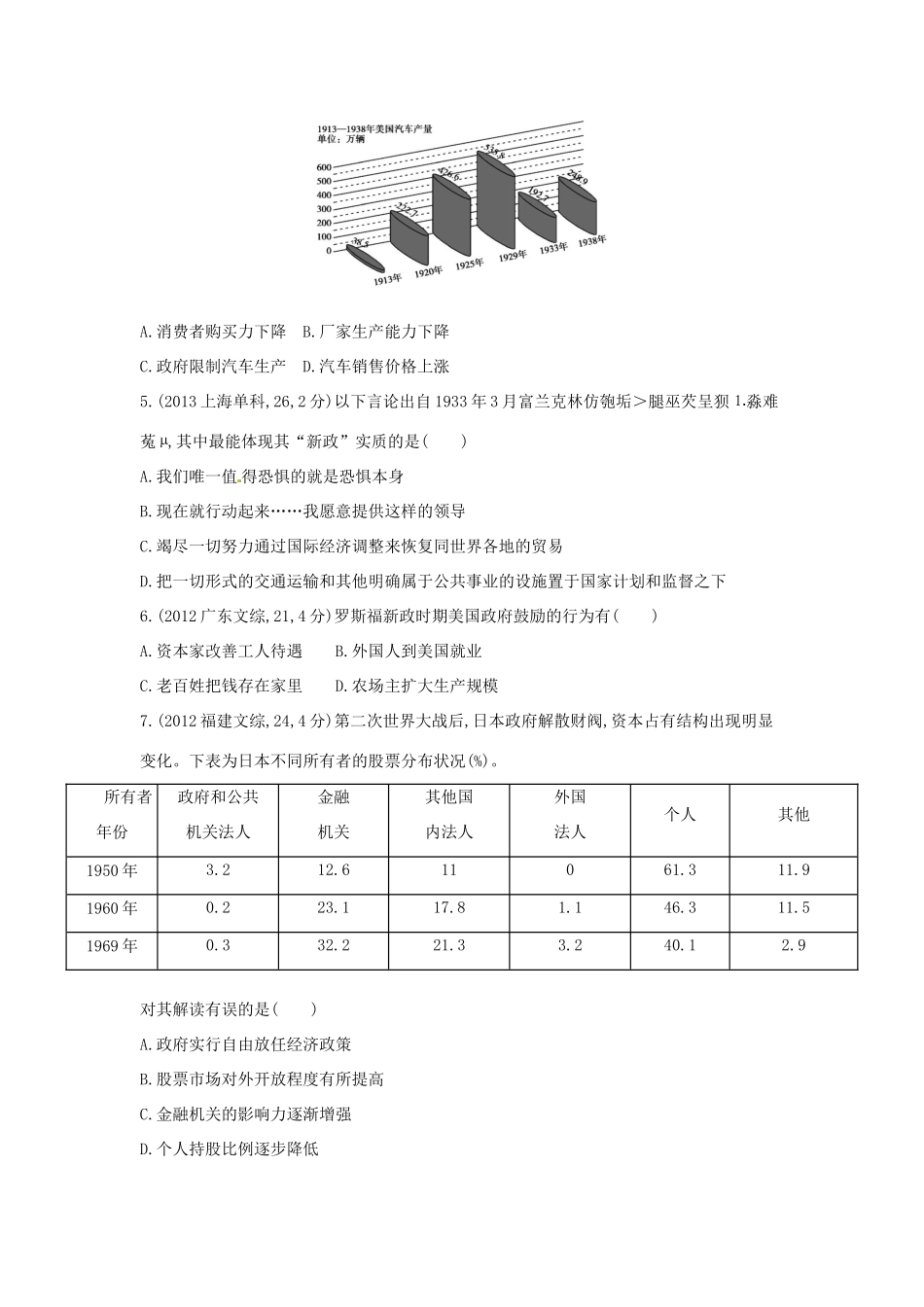3年高考高考历史一轮复习 专题十一 第30讲 罗斯福新政与当代资本主义的新变化-人教版高三全册历史试题_第2页