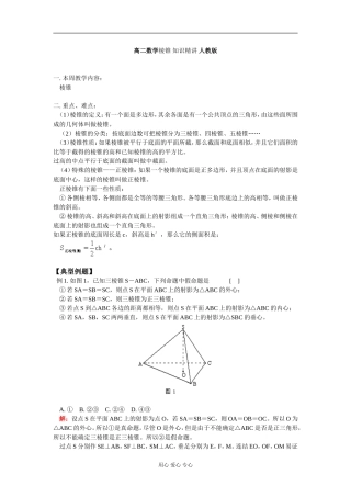 高二数学棱锥 知识精讲 人教版