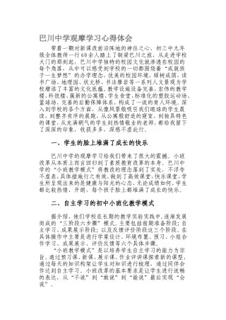 巴川中学观摩学习心得体会