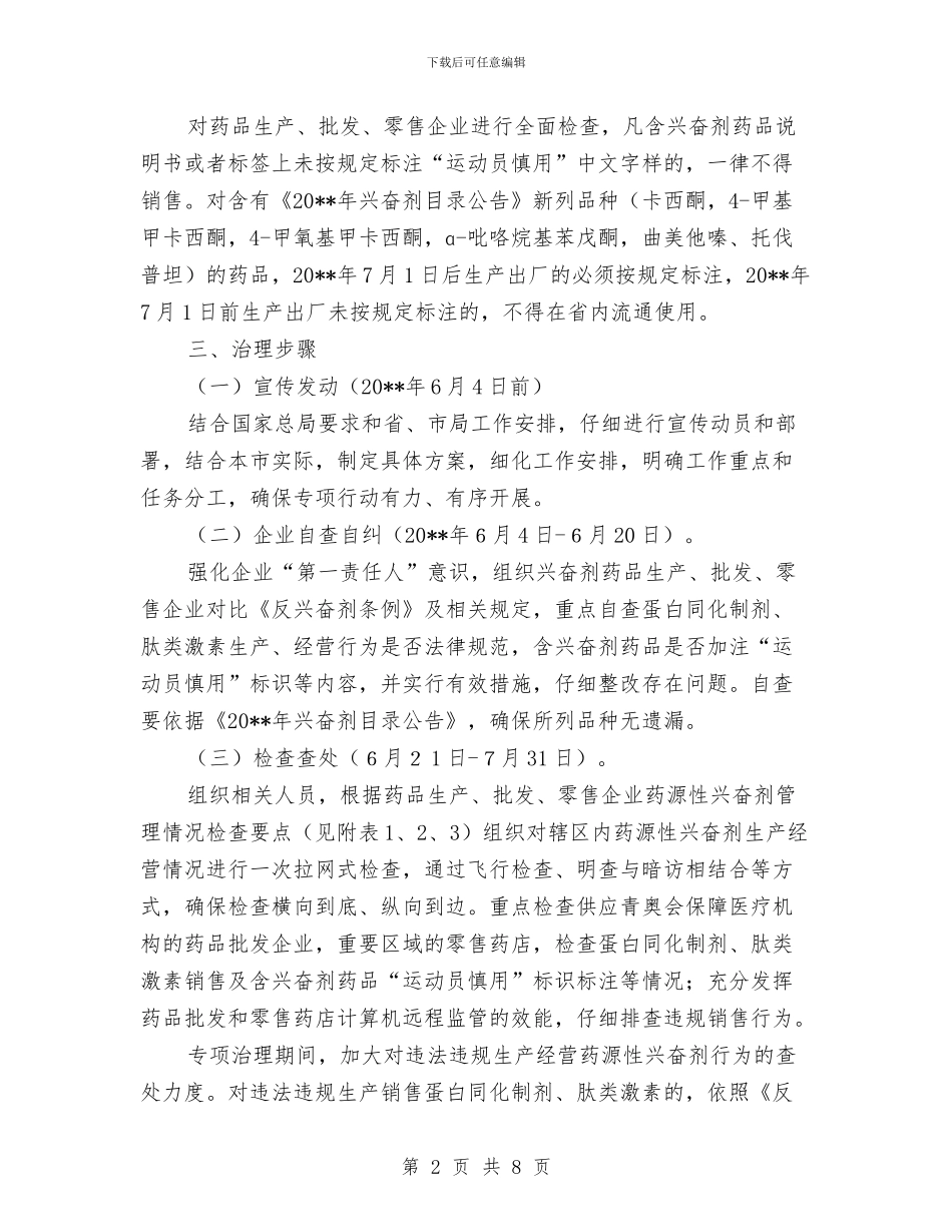 兴奋剂专项治理工作方案与典型材料写作技巧汇编_第2页