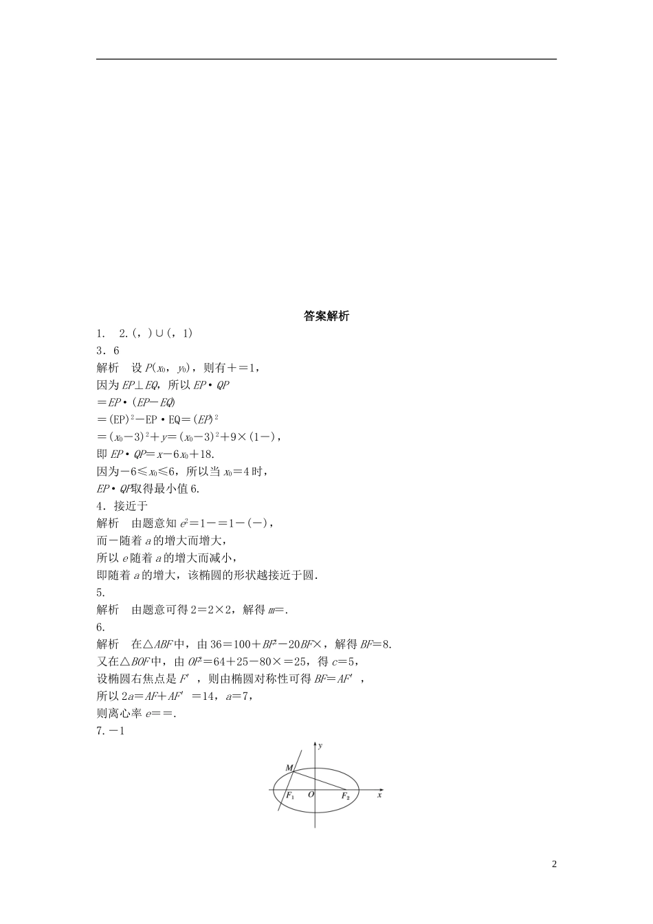 （江苏专用）高考数学 专题9 平面解析几何 69 椭圆的几何性质 文-人教版高三全册数学试题_第2页