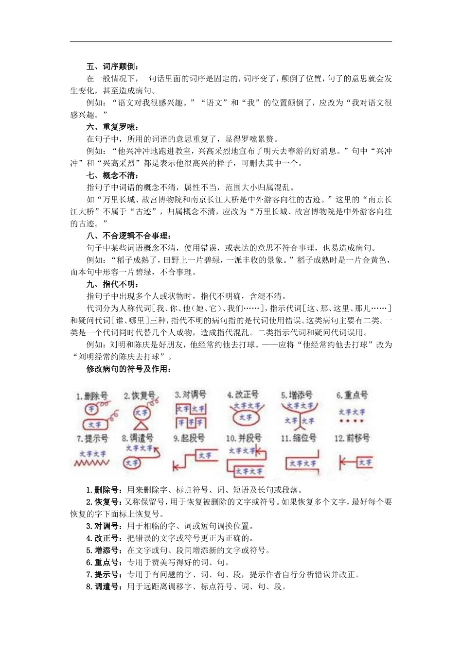 小学语文修改病句的类型及方法大全_第2页