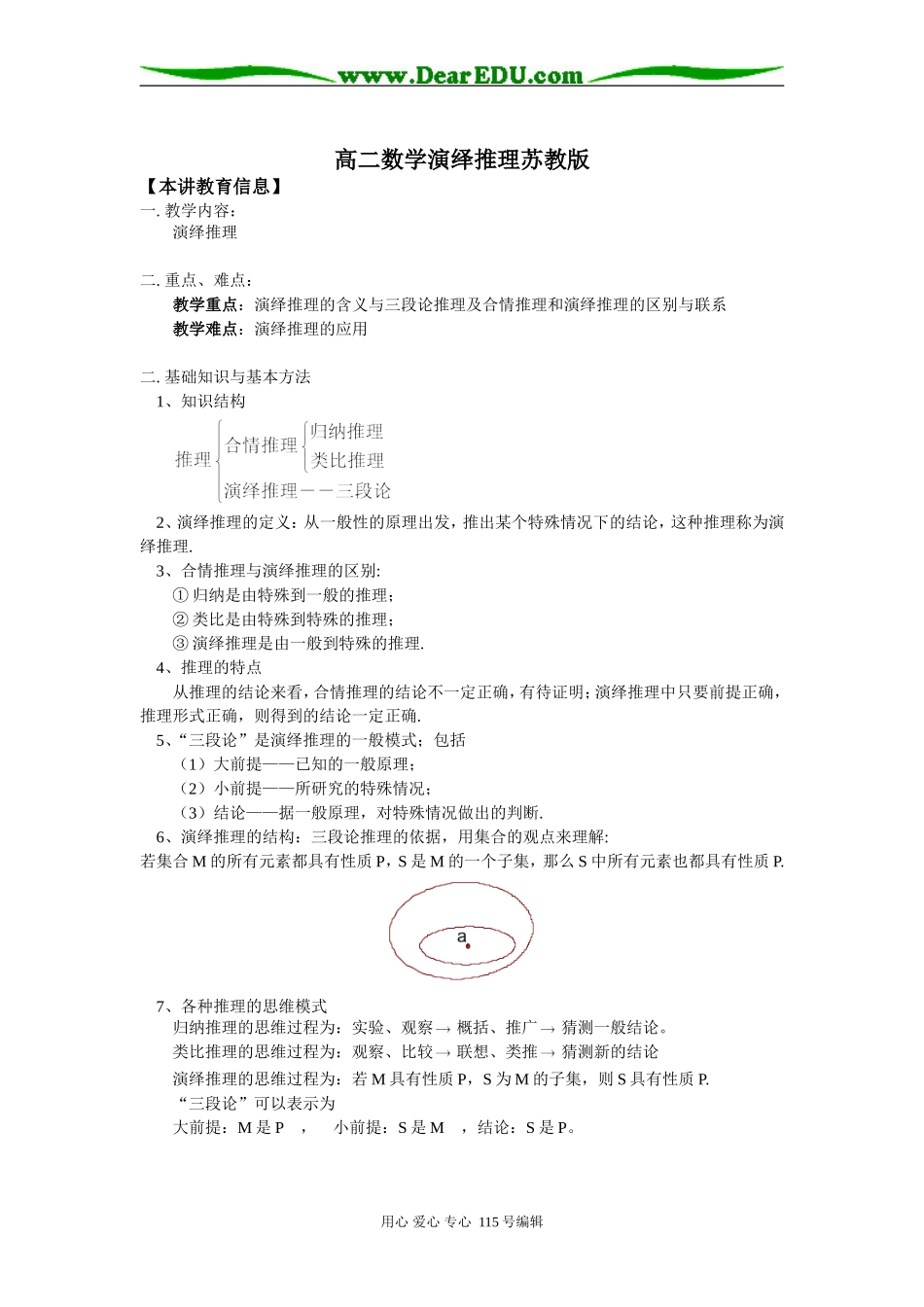 高二数学演绎推理苏教版知识精讲_第1页