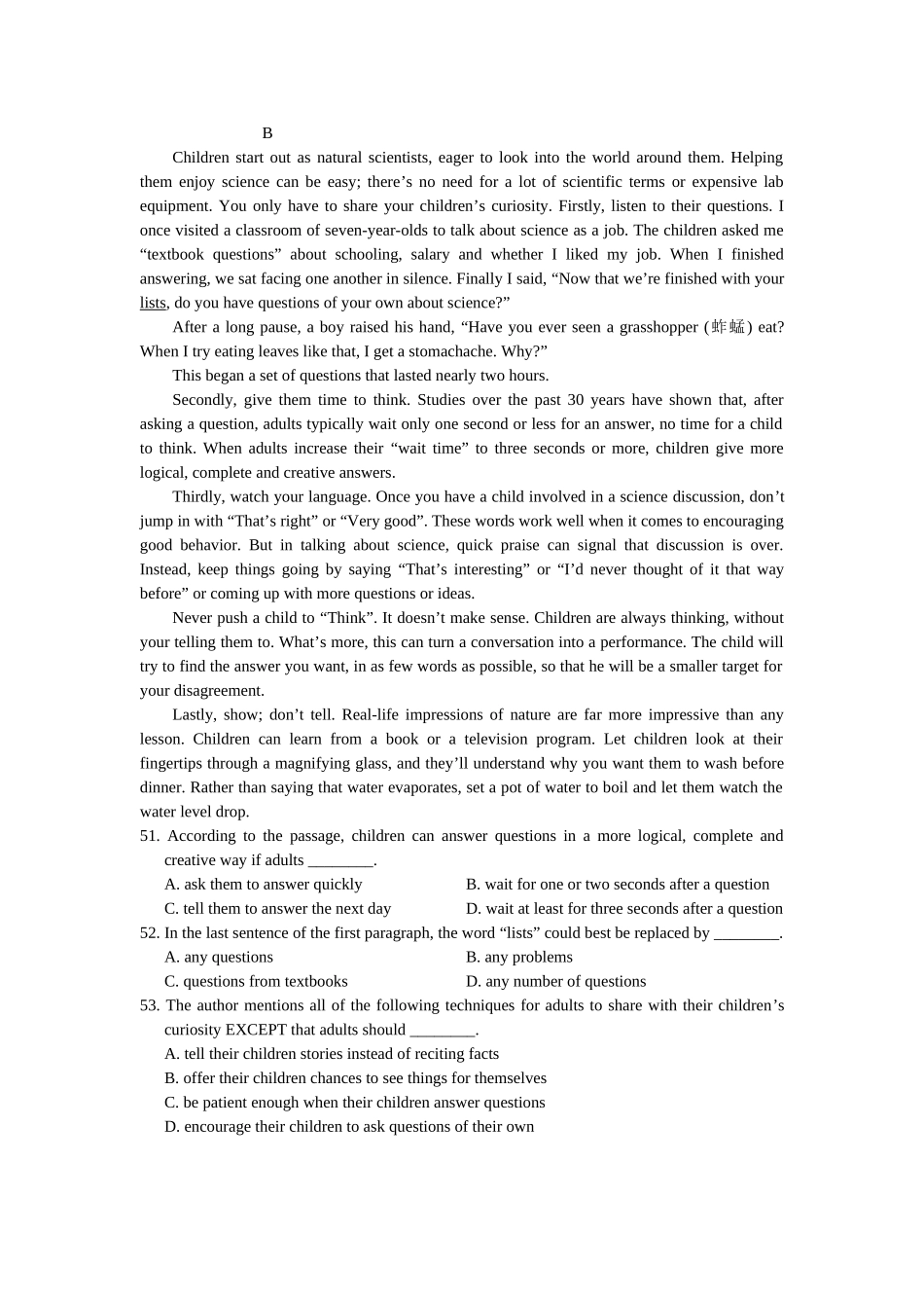 高三英语阅读训练（二十七）_第3页