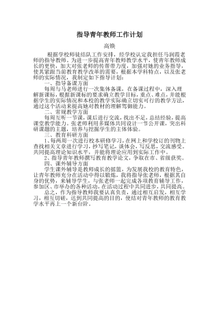 指导青年教师工作计划高焕