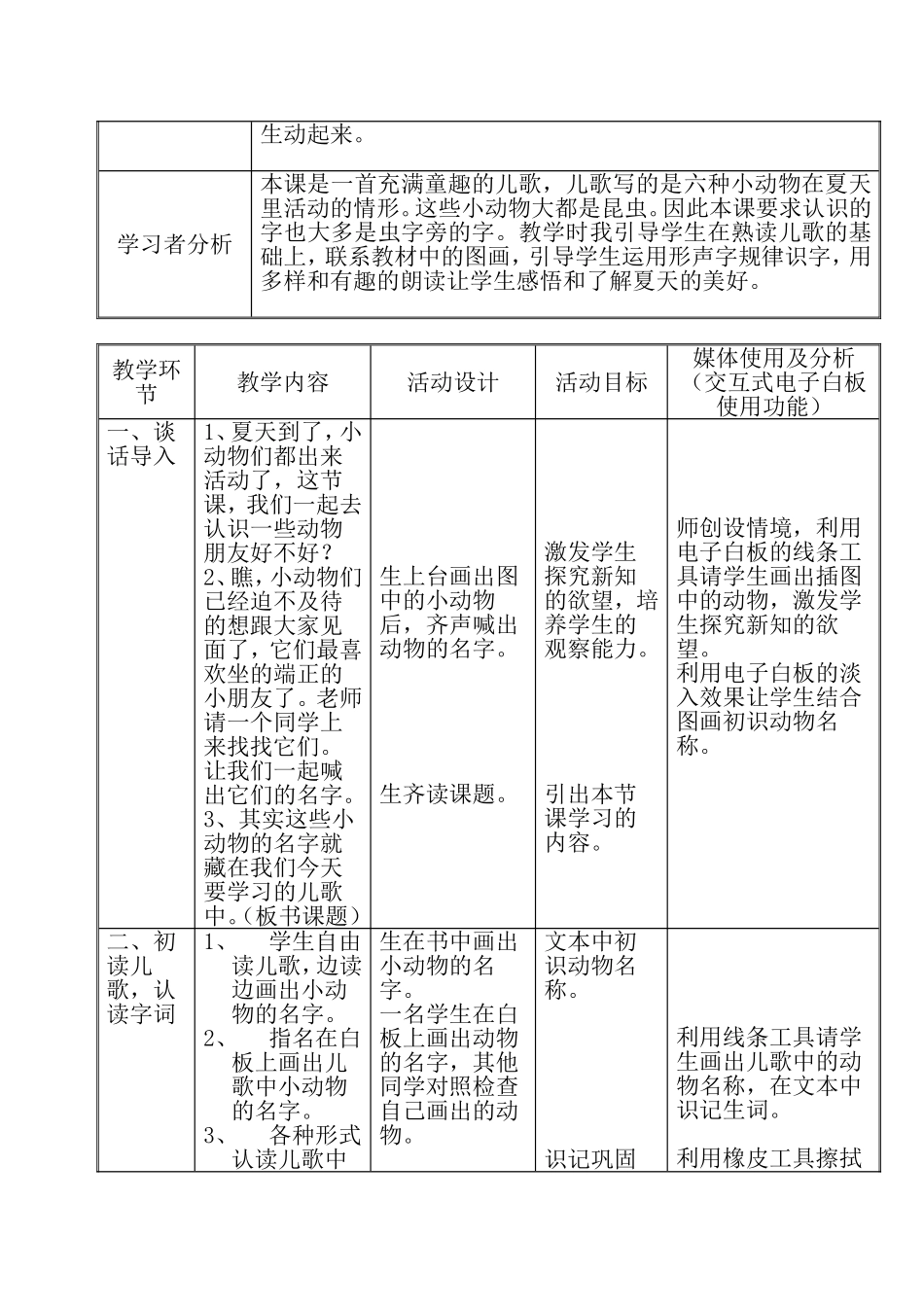 一年级下学期识字四教学设计_第2页