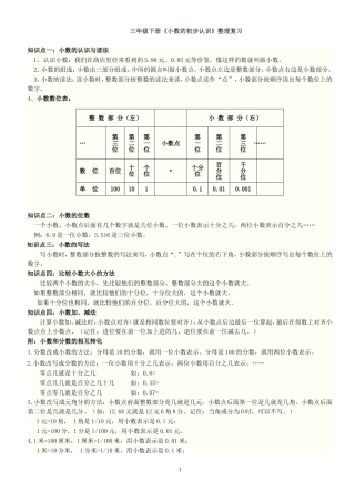 三年级小数的整理和复习学生用