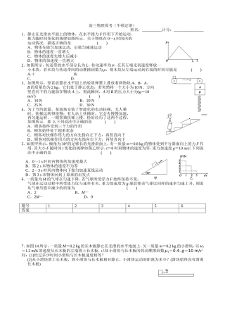 高三物理周考(牛顿定律）