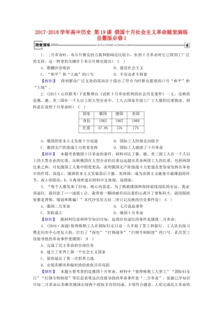 高中历史 第19课 俄国十月社会主义革命随堂演练 岳麓版必修1-岳麓版高一必修1历史试题