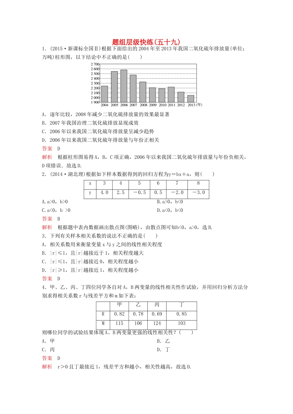 （新课标）高考数学大一轮复习 第十章 算法及概率、统计题组59 文-人教版高三全册数学试题_第1页