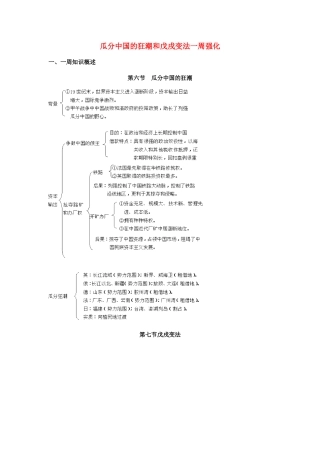 高一历史瓜分中国的狂潮和戊戌变法一周强化新人教版