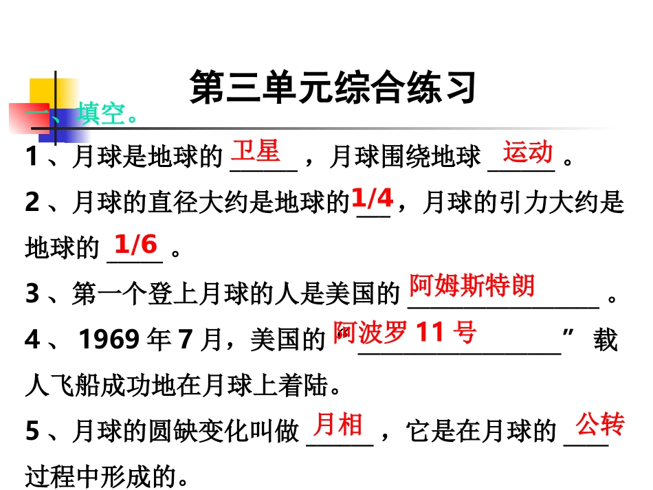 教科版小学科学六年级下册第三单元综合练习课件_第1页