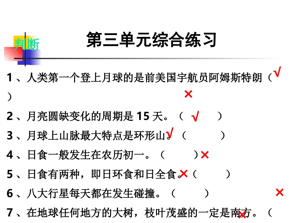 教科版小学科学六年级下册第三单元综合练习课件_第3页