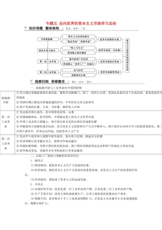 高中历史 专题五 走向世界的资本主义市场学习总结 人民版必修2-人民版高一必修2历史试题