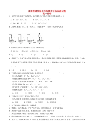 高一化学下学期寒假作业验收考试试题-人教版高一全册化学试题
