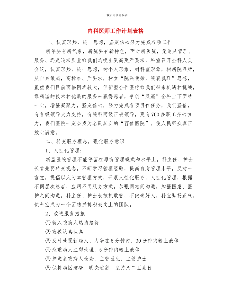 内科医师工作计划范本推荐与内科医师工作计划表格汇编_第3页