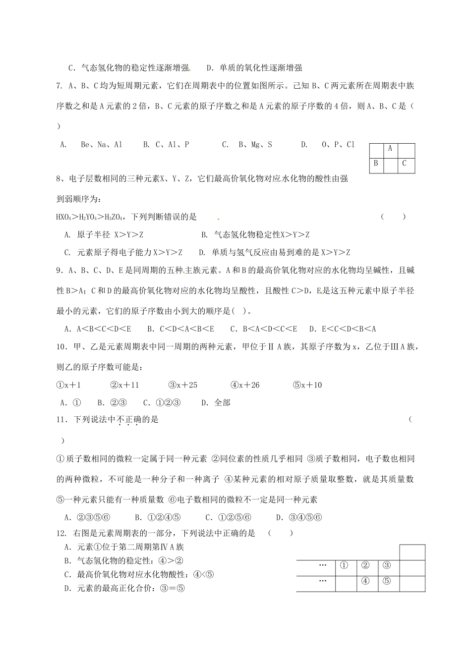 山东省济南市历城区遥墙镇高一化学3月月考试题-人教版高一全册化学试题_第2页