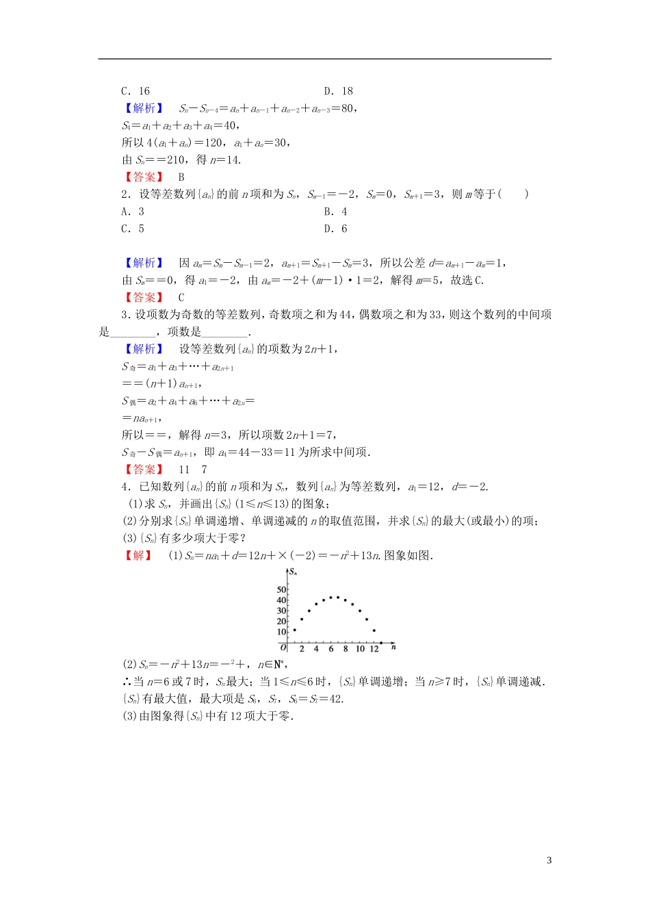 高中数学 第二章 数列 2.3.2 等差数列前n项和的综合应用学业分层测评 新人教A版必修5-新人教A版高二必修5数学试题_第3页