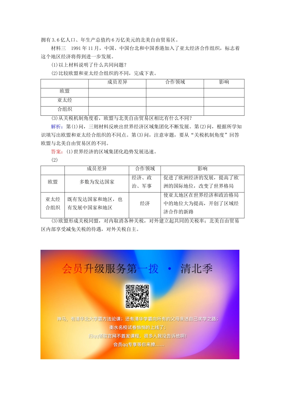 高中历史 课时分层作业24 亚洲和美洲的经济区域集团化（含解析）岳麓版必修2-岳麓版高一必修2历史试题_第3页