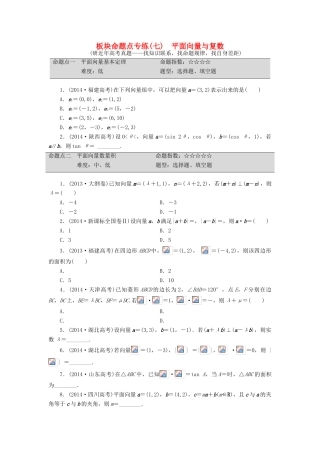 （新课标）高考数学大一轮复习 平面向量与复数板块命题点专练（七）理（含解析）-人教版高三全册数学试题