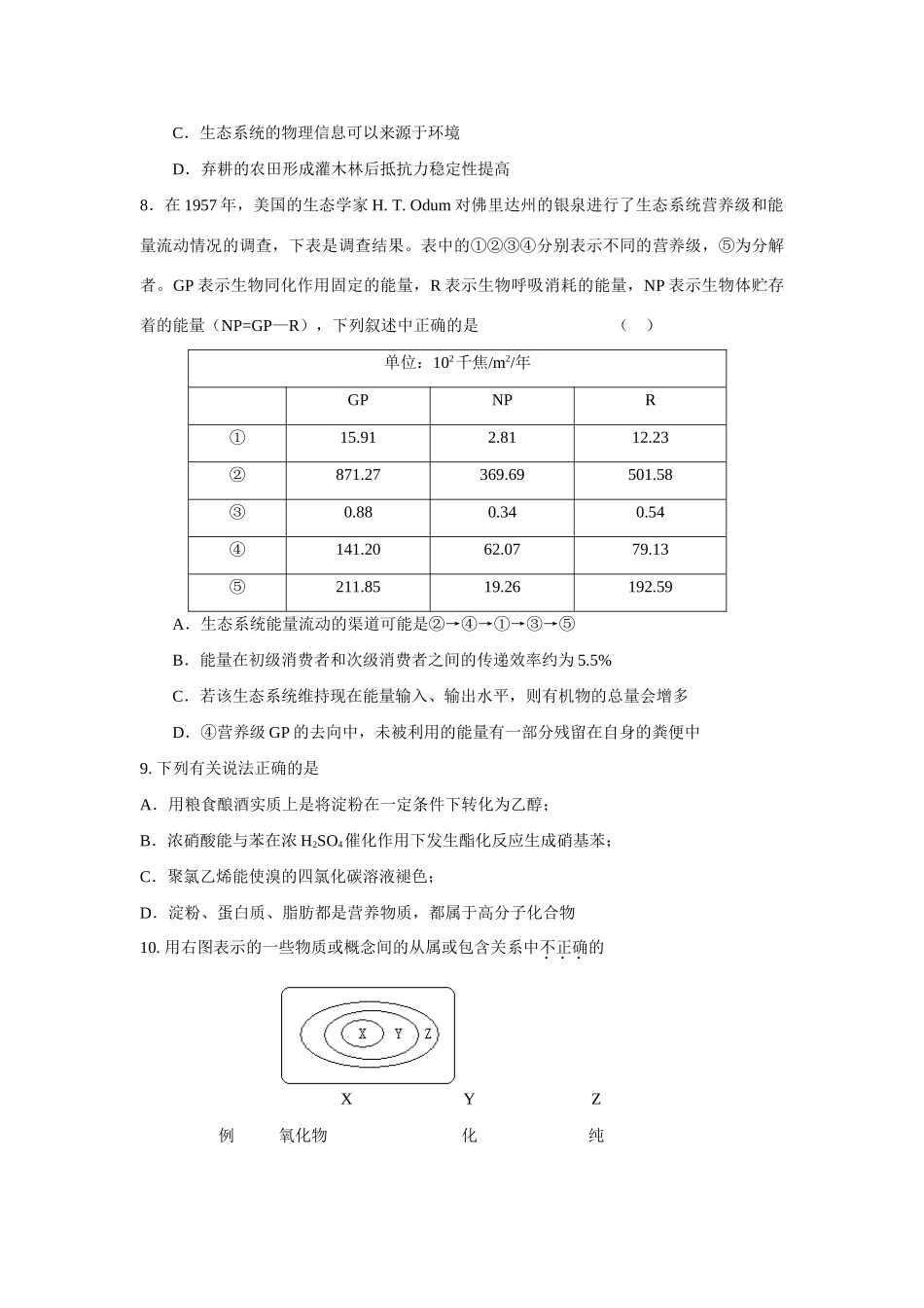 山东省实验中学高三化学四诊考试试题-理综_第3页