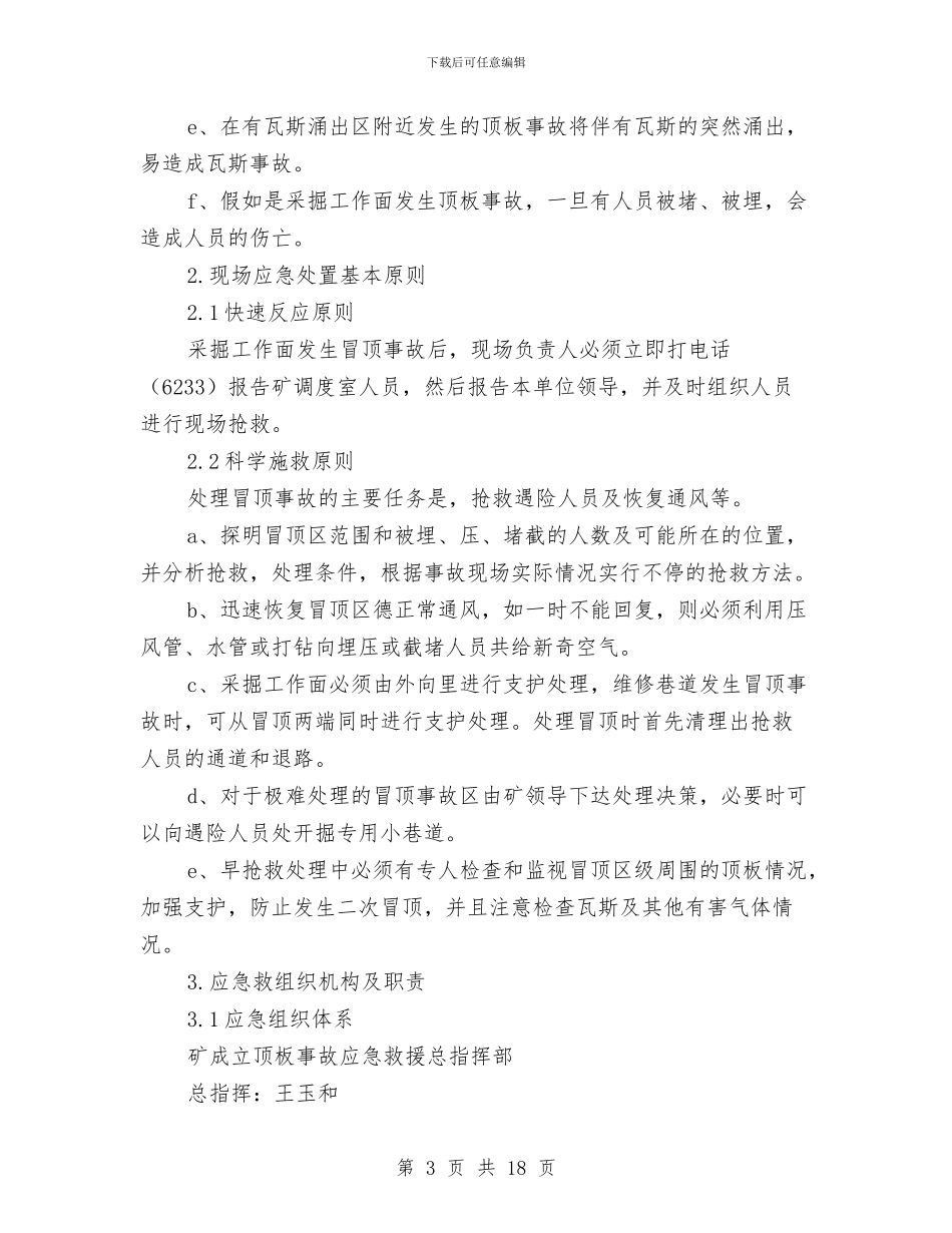 冒顶、片帮事故专项应急预案与写作汇报材料注意要点汇编_第3页