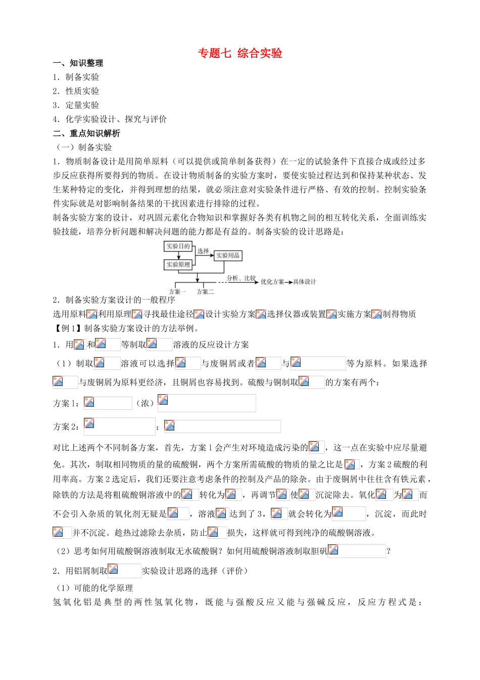 北京市高三化学二轮复习指导 第五部分 化学实验基础 专题七 综合实验-人教版高三全册化学试题_第1页