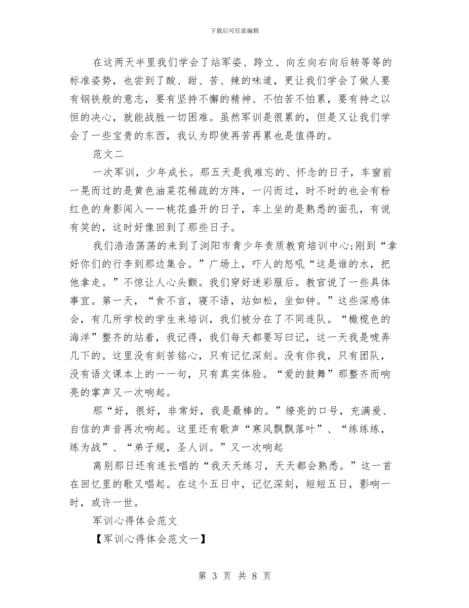 军训心得体会范文4篇与军训心得体会范文600字汇编_第3页