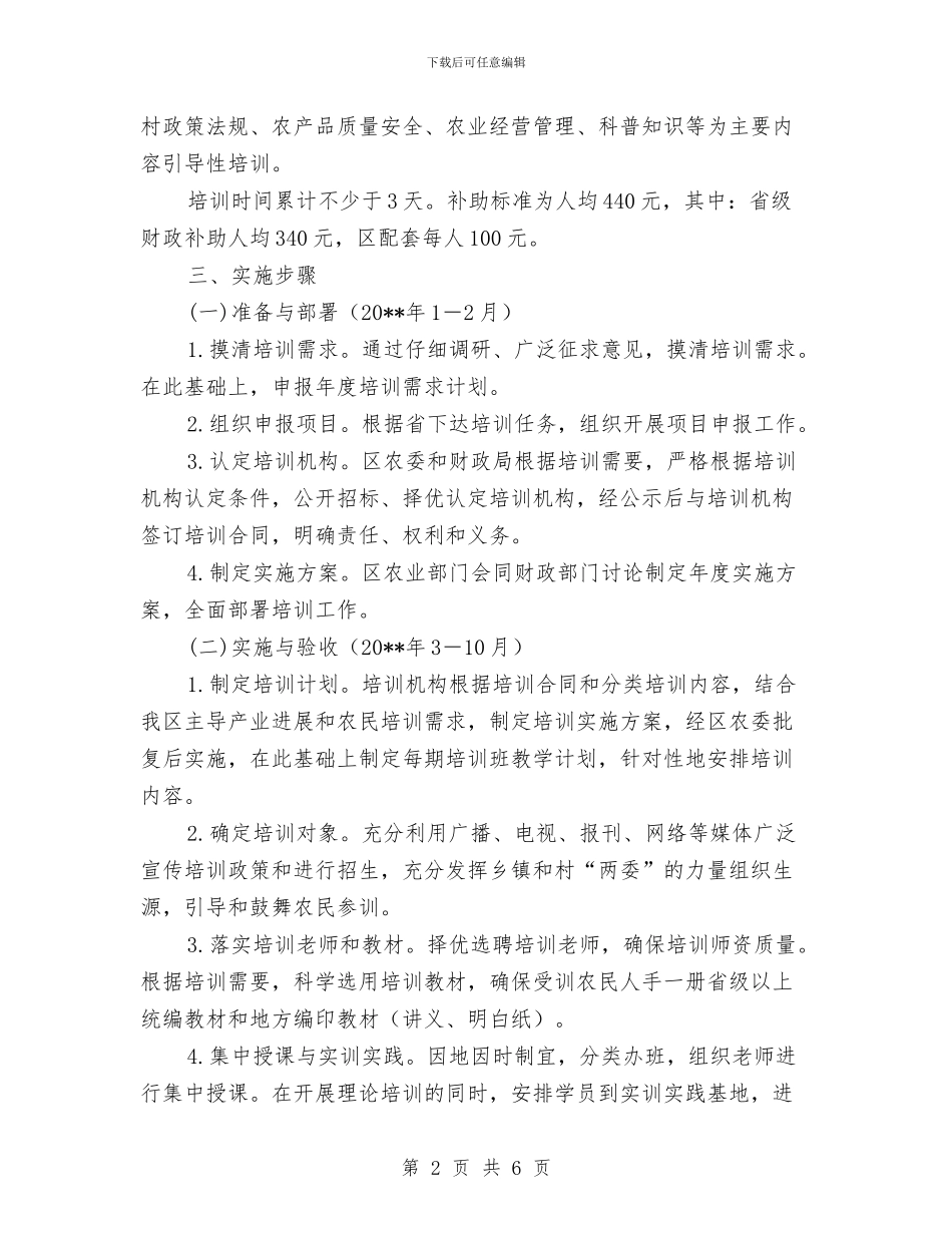 农业专业技术培训工作方案与农业中心廉政承诺书汇编_第2页