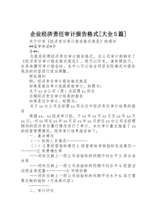 企业经济责任审计报告格式[大全5篇]